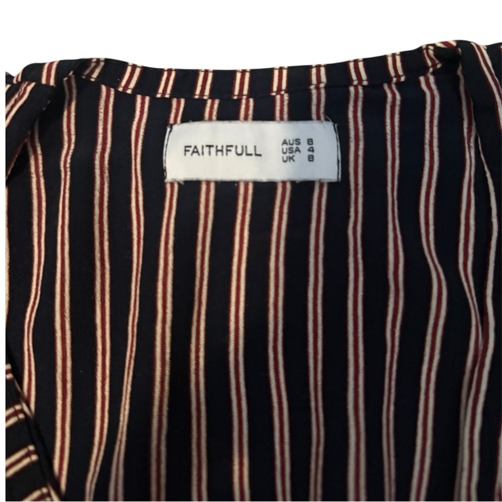 Faithfull the Brand Black Maroon and White Striped Dress - Picture 4 of 4